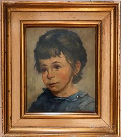 Dipinto ad olio di bambina con orecchino d’oro