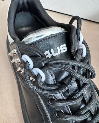 Sneaker Paciotti 4us nere pelle, mini borchie, 39