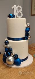 Torta Scenografica Finta 18 Anni - Blu e Argento, 