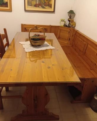 set tavolo con panca e 2 sedie