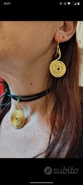 Parure collana+orecchini fatto a mano filo allumin