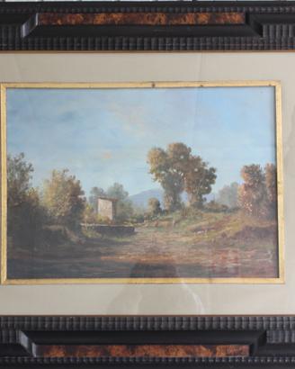 Dipinto a olio su tavola paesaggistico XX secolo