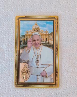Santino plastificato con medaglia - Papa Francesco