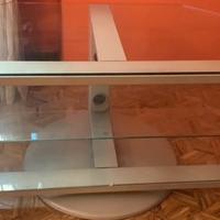 mobiletto porta tv in vetro a 3 ripiani