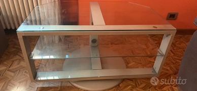 mobiletto porta tv in vetro a 3 ripiani