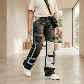 Jeans baggy patchwork y2k unisex  wide leg 