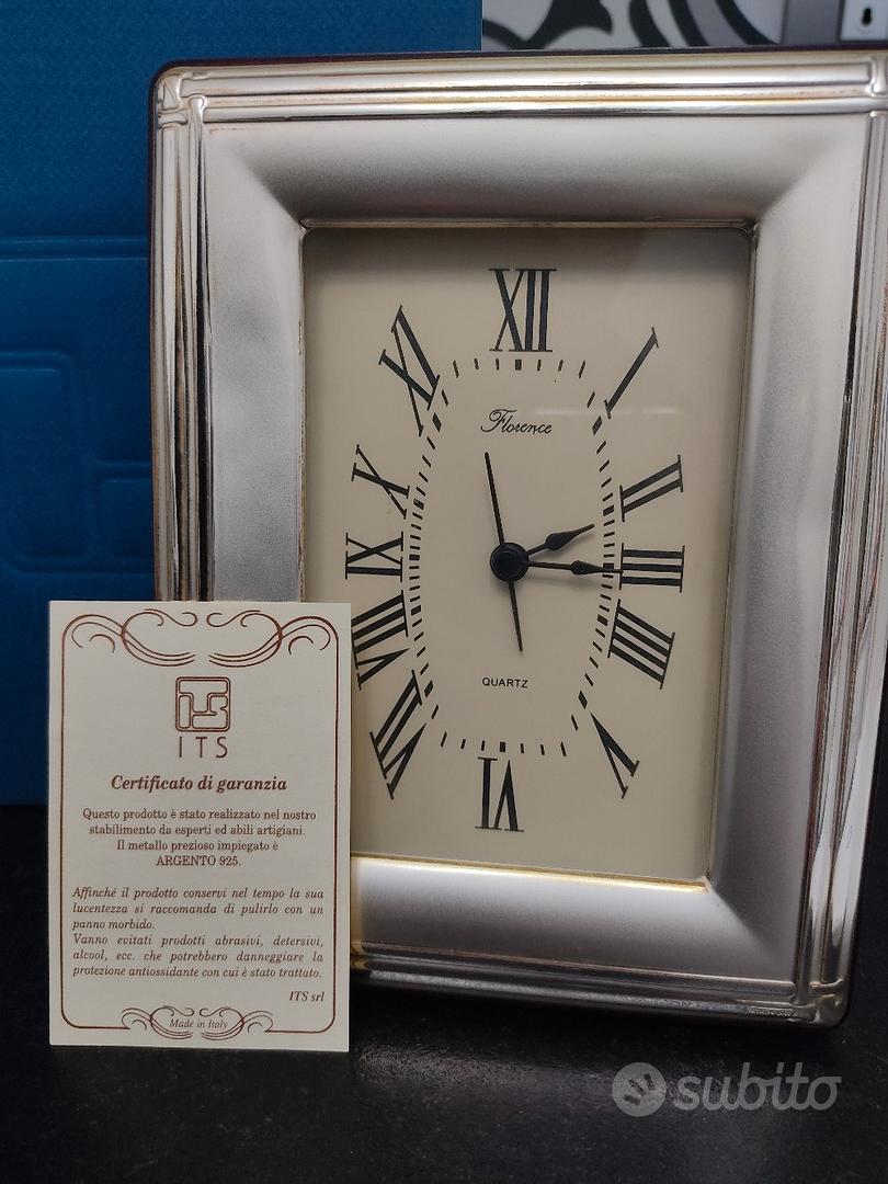 Ottaviani orologio da tavolo in metallo argentato e legno in