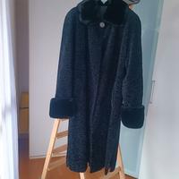 Cappotto nero donna in simil astrakan tg.XL