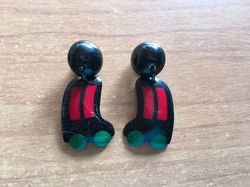 Orecchini a clip laccati neri/colore simpatici