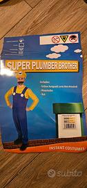 Costume Super Plumber Brother giallo e viola Super