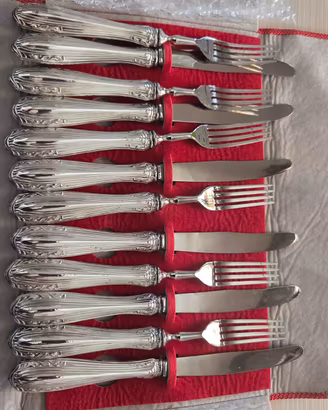 Set Posate Frutta/Dessert Vintage bagno argento