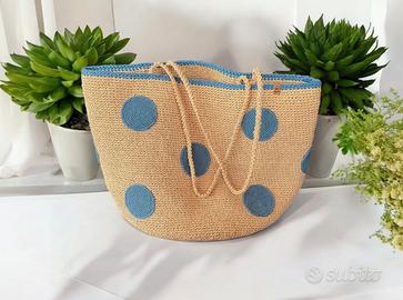 Borsa in rafia e cotone – lavorazione artigianale