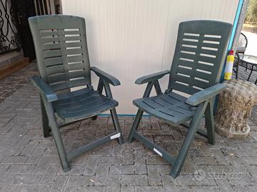 COPPIA SEDIE DA GIARDINO PIEGHEVOLI E RECLINABILI