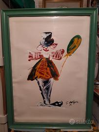 Dipinto firmato rappresentante un Clown