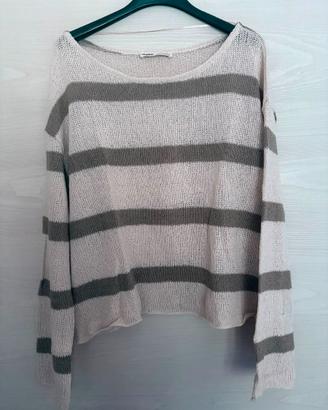 Maglione Pull&Bear a righe beige/grigio