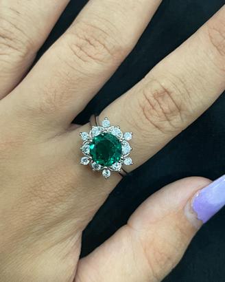 Anello con Smeraldo 1.5ct certificato in argento