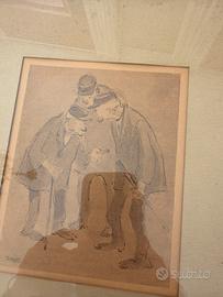 Quadro Aquarello la conversazione di Bonfanti