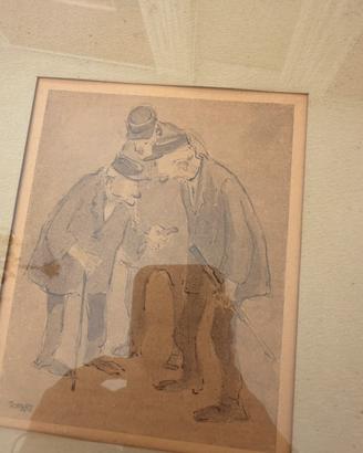Quadro Aquarello la conversazione di Bonfanti