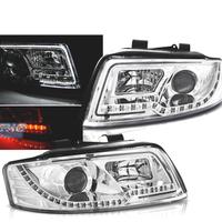 FARI PER AUDI A4 00-04 LUCI A TUBO LED CROMATE