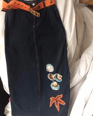 Gonna jeans con cintura Rocco barocco