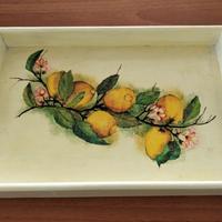 Vassoio in legno decoupage