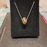 charm in vetro di Murano con Catenina in acciaio 