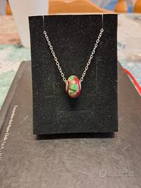 charm in vetro di Murano con Catenina in acciaio 