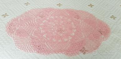 Centrino Uncinetto fatto a mano, Ovale, rosa
