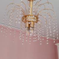 lampadario ottone e vetro Swarovski