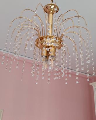 lampadario ottone e vetro Swarovski