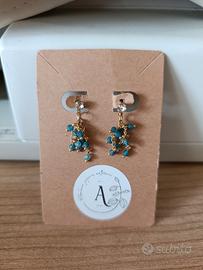 Orecchini turchese e oro con brillante