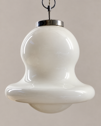 Lampadario Space Age anni 70 vetro opalino 3 luci