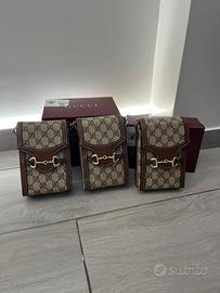 Borsa Portaoggetti Fantasia GG Marone -3 pezzi