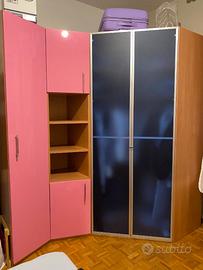 Armadio ad angolo + comodino + scrivania