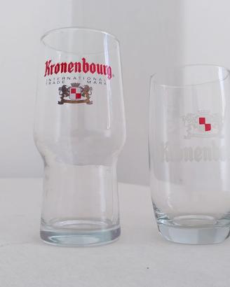 Due bicchieri vintage birra Kronenbourg collezione