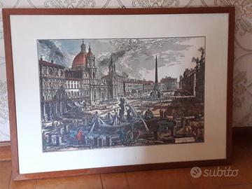 Quadro copia stampa Piranesi Piazza Navona Roma