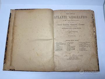 Atlante 1893 con 26 Carte A Colori Antico Hugues