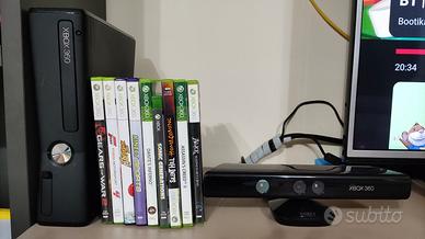 xbox slim 360 nera originale + kinect + 9 giochi