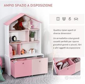 HOMCOM Libreria Scaffale Porta-Giochi Cameretta