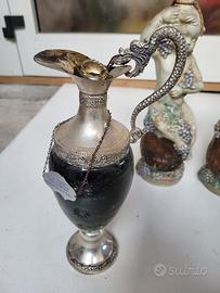 Brocca/decanter vintage in metallo argentato