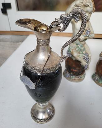 Brocca/decanter vintage in metallo argentato