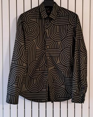 Camicia uomo a fantasia, 100% cotone,  tg S