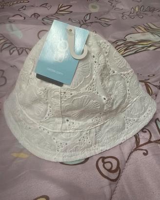 Cappello cotone bianco neonata 6 mesi