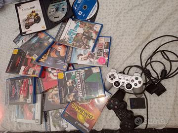 Dual shock, memorie card, giochi ps2 e Logitech w