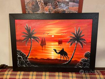 Quadro tramonto cornice nera