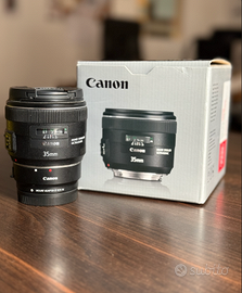 Obiettivo canon 35 mm + adattatore