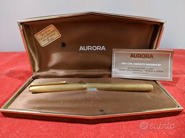 Penna a sfera Aurora in argento e oro massiccio