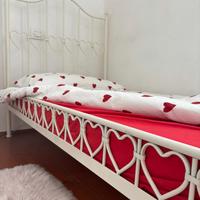 Letto singolo ferro bianco baldacchino materasso