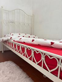 Letto singolo ferro bianco baldacchino materasso