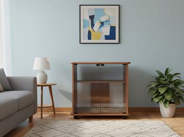 Mobile porta TV con ruote e vetrina 